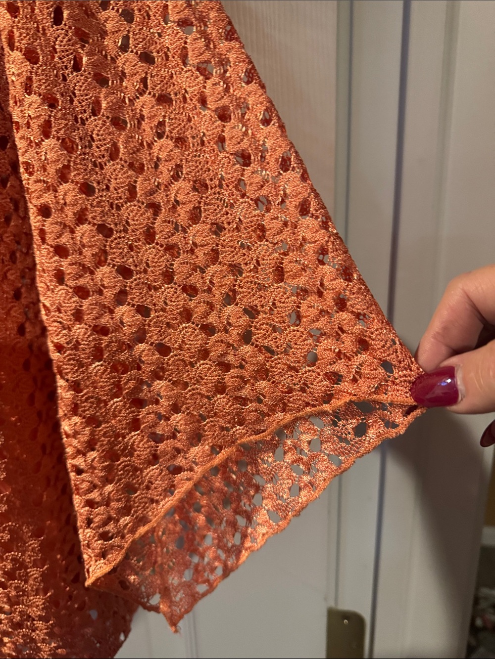 Roz & Ali Peach Crochet Overlay Blouse - Picture 2 of 4